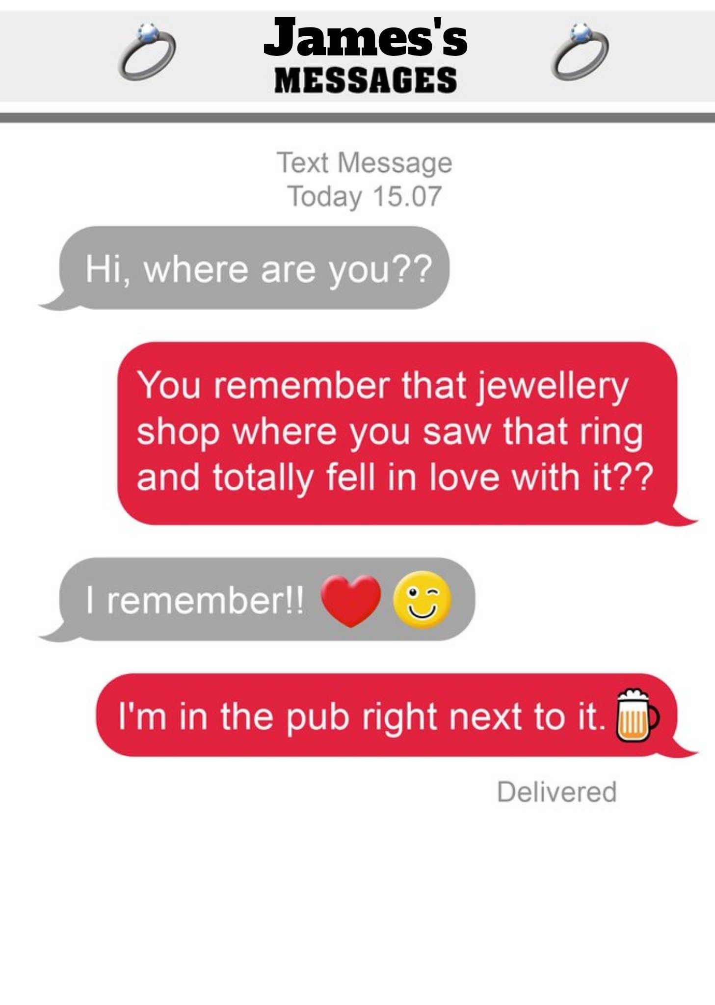 Moonpig Funny Text Message Pub Birthday Card