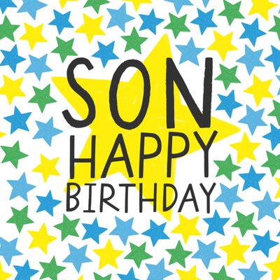 Star Illustrated Happy Birthday Son Card