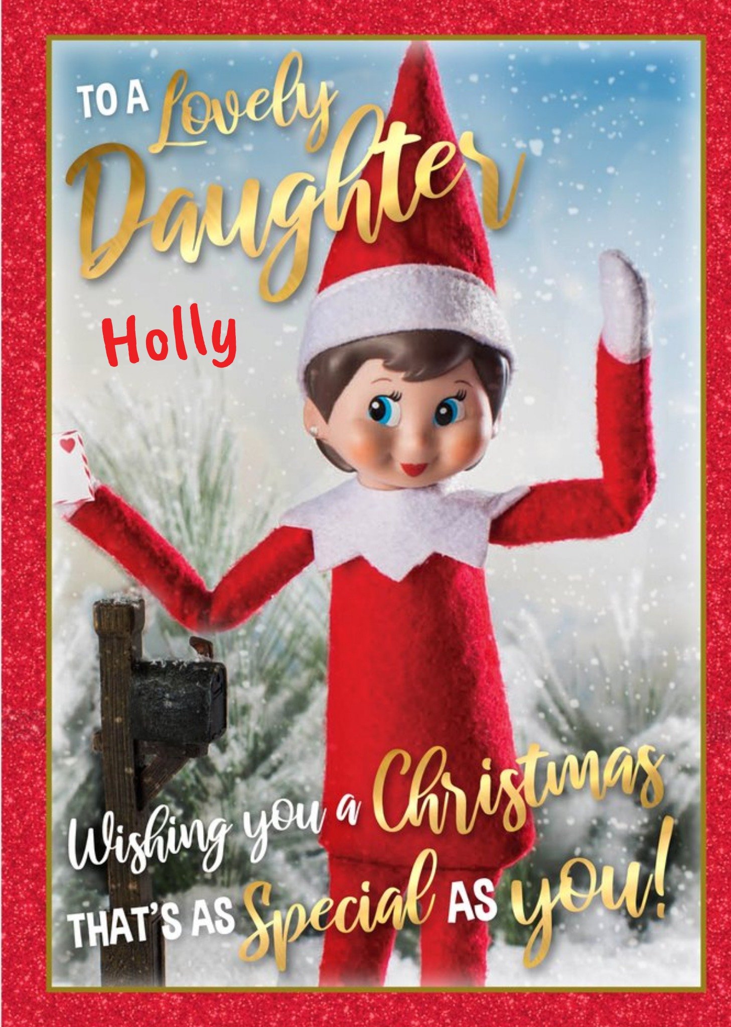 Moonpig Elf On The Shelf To A Lovely Daughter Christmas Card