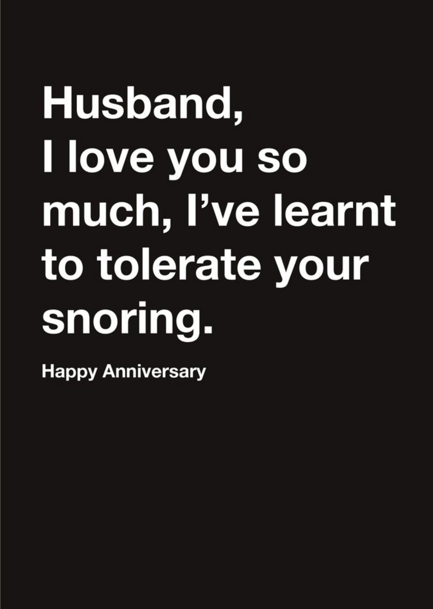 Moonpig Carte Blanche Husband Tolerate Snoring Happy Birthday Card