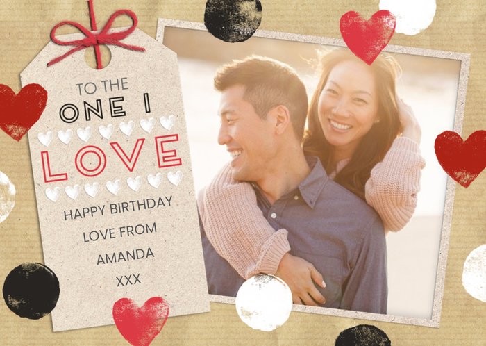 Spots And Hearts To The One I Love Personalised Birthday Card