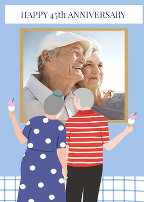 Personalised Photo With Illustrated Couple 45th Anniversary Card