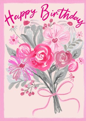 The Pink Agenda Charity Painted Summer Flower Bouquet Birthday Card