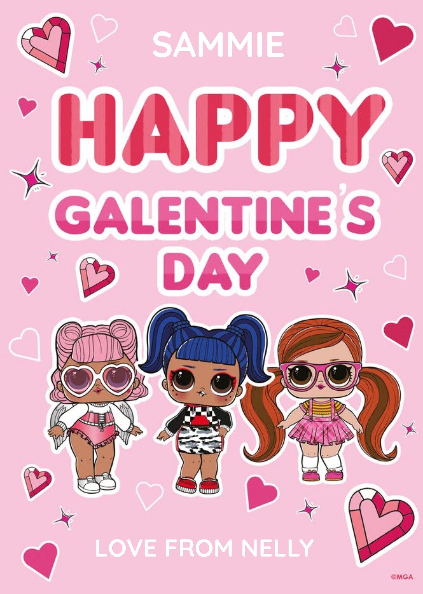 Moonpig Lol Surprise Happy Valentines Galentines Day Personalised Card
