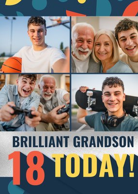 Brilliant Grandson 18 Today Photo Upload Birthday Card