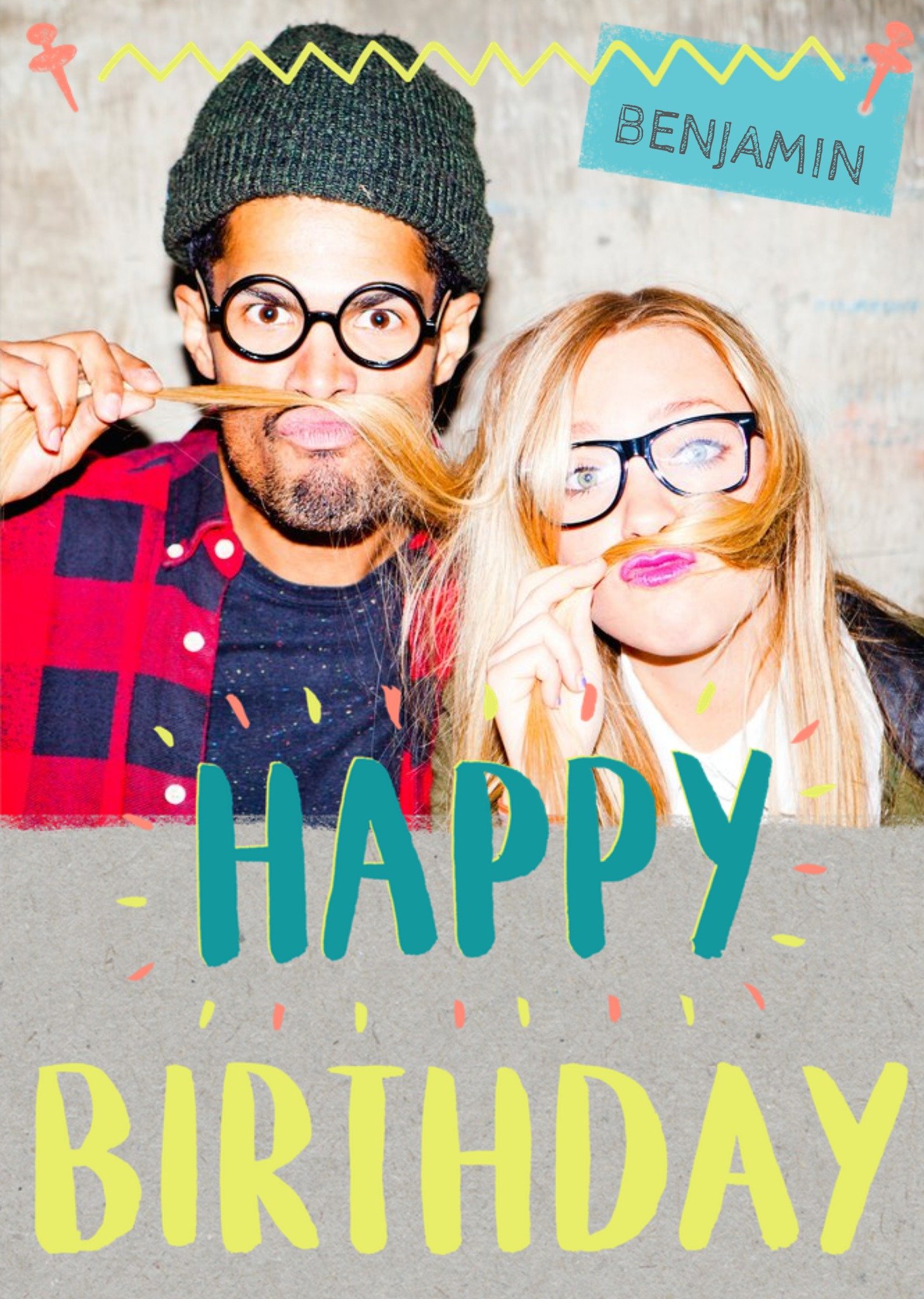 Moonpig Neon Letters Photo And Personalised Name Birthday Card