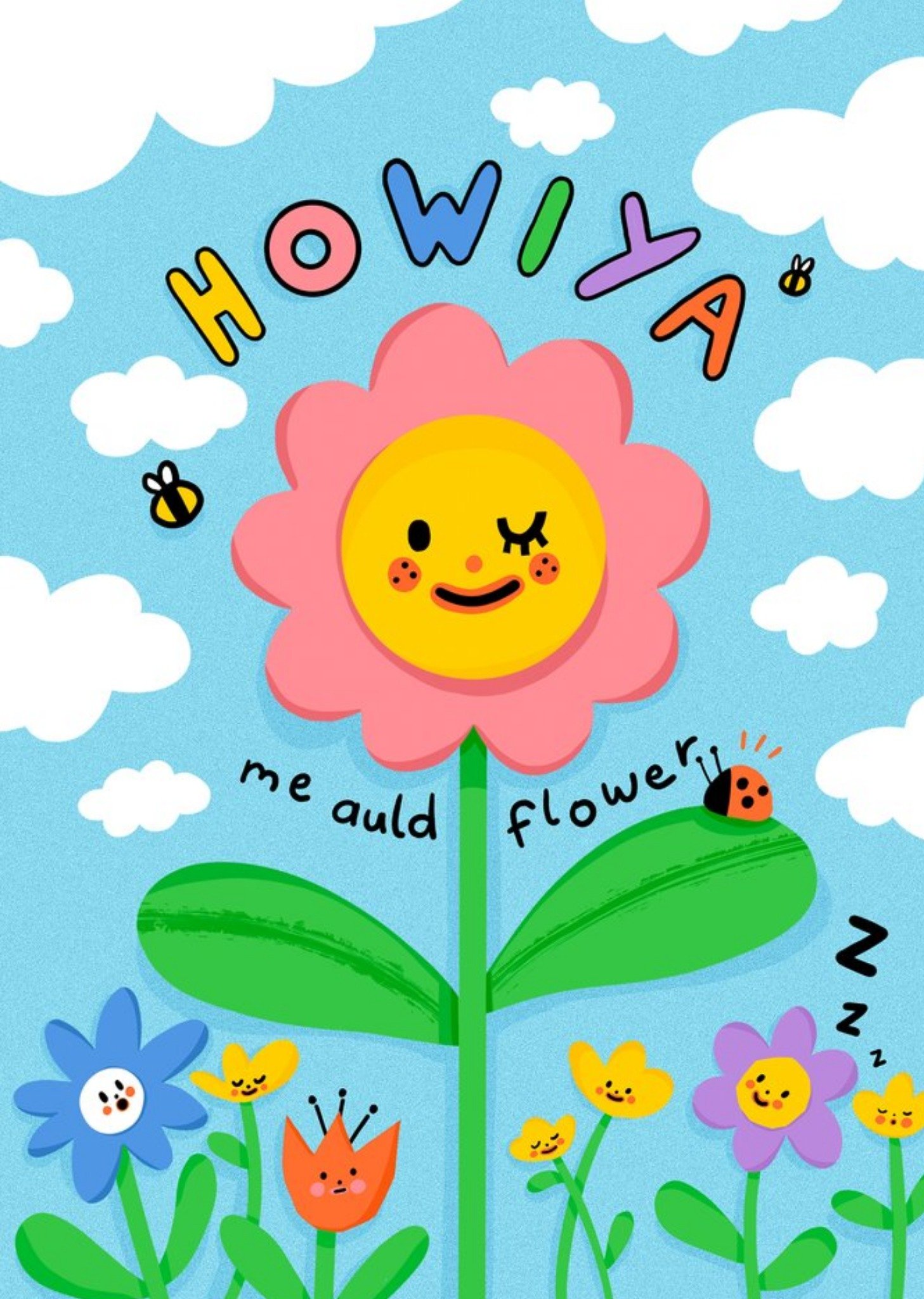 Friends Bronagh Lee Illustration Just A Note Floral Irish Slang Card