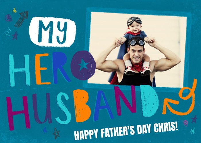 My Hero Husband Personalised Photo Card