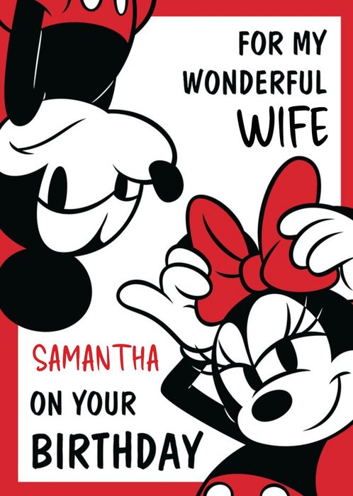 Disney Mickey And Minnie Mouse Wonderful Wife Birthday Card