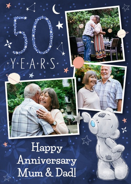 Tatty Teddy 50 Year Anniversary Mum And Dad Photo Upload Card