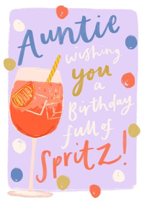 Auntie Birthday Card with Spritz Illustration