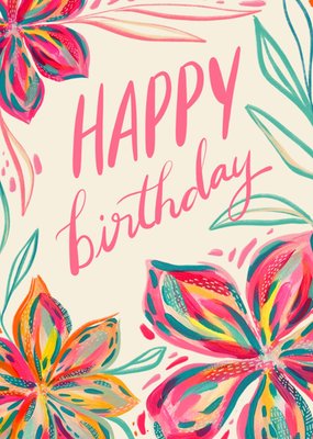 Happy Birthday Floral Colourful Card