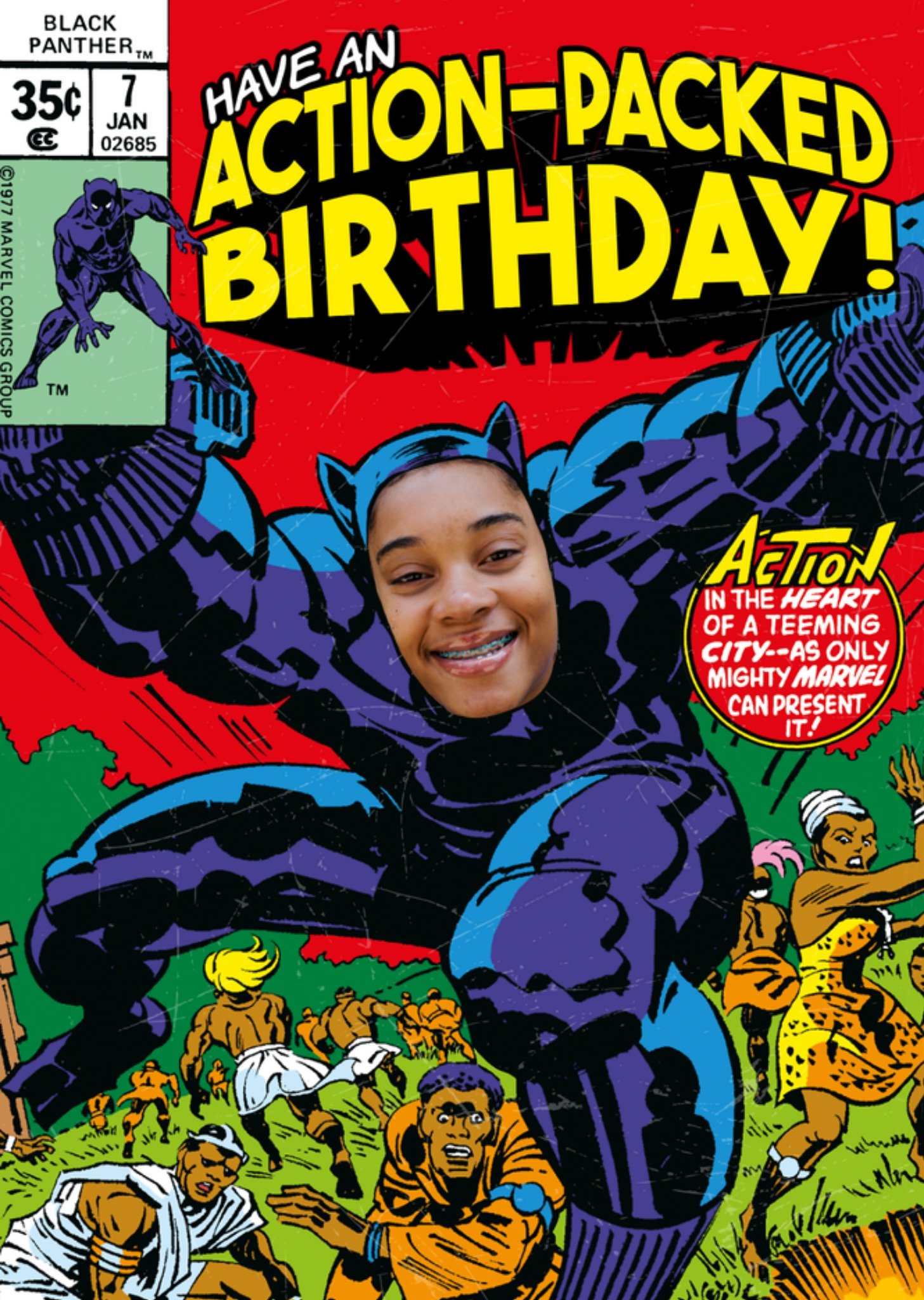Marvel Have An Action Packed Birthday Face Upload Card