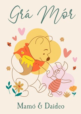 Winnie The Pooh Gra Mor Irish Language Valentine's Day Card