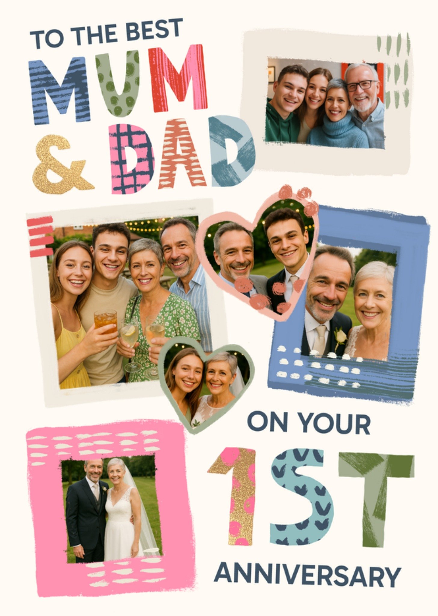 Moonpig Best Mum & Dad Photo Upload 1st Anniversary Card