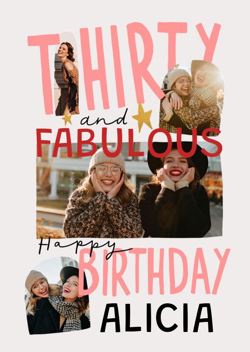 Thirty And Fabulous Fun Photo Upload Birthday Card