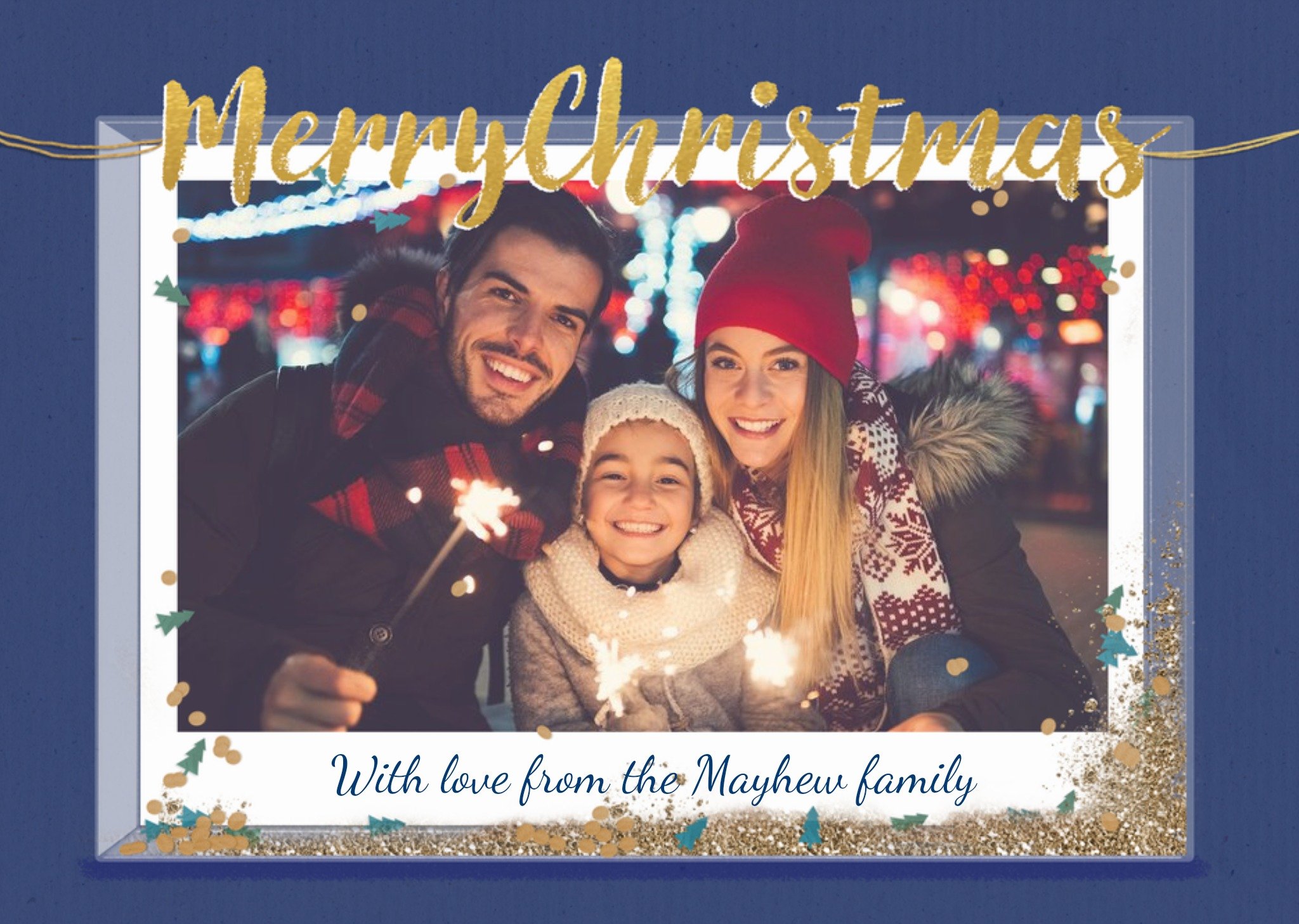 Moonpig From The Family Glittery Scene Photo Upload Christmas Card