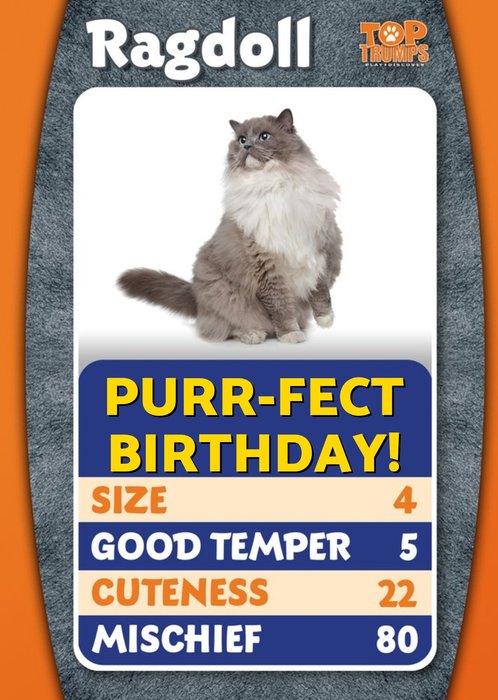 Top Trumps Ragdoll Purfect Birthday Card