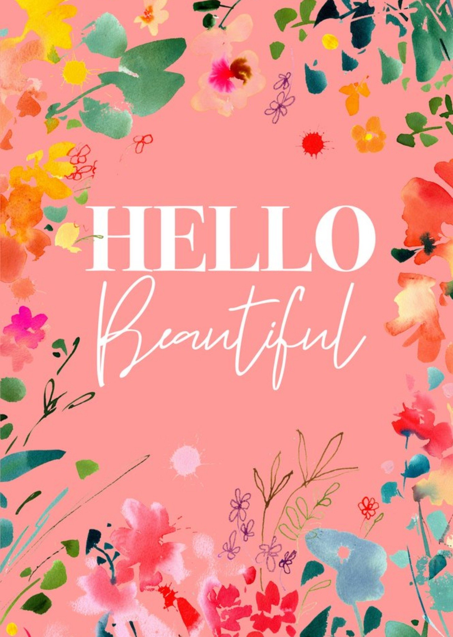 Moonpig Bright Floral Hello Beautiful Card