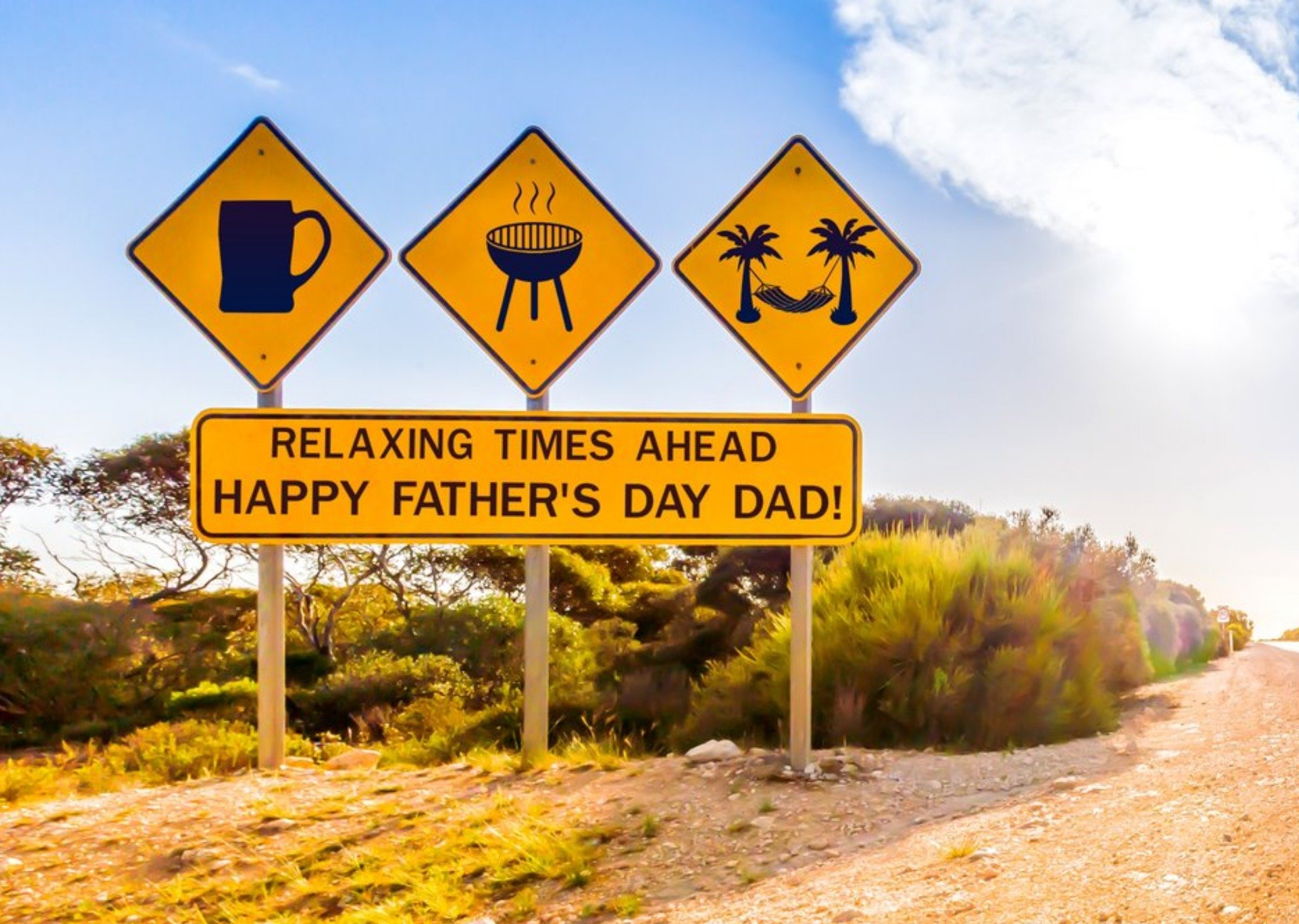 Moonpig Road Signage Beer Bbq Relax Father's Day Card, Large