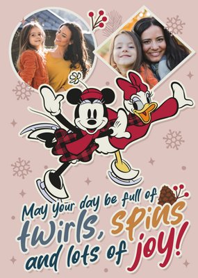 Retro Disney Minnie Mouse And Daisy Duck Ice Skating Birthday Card