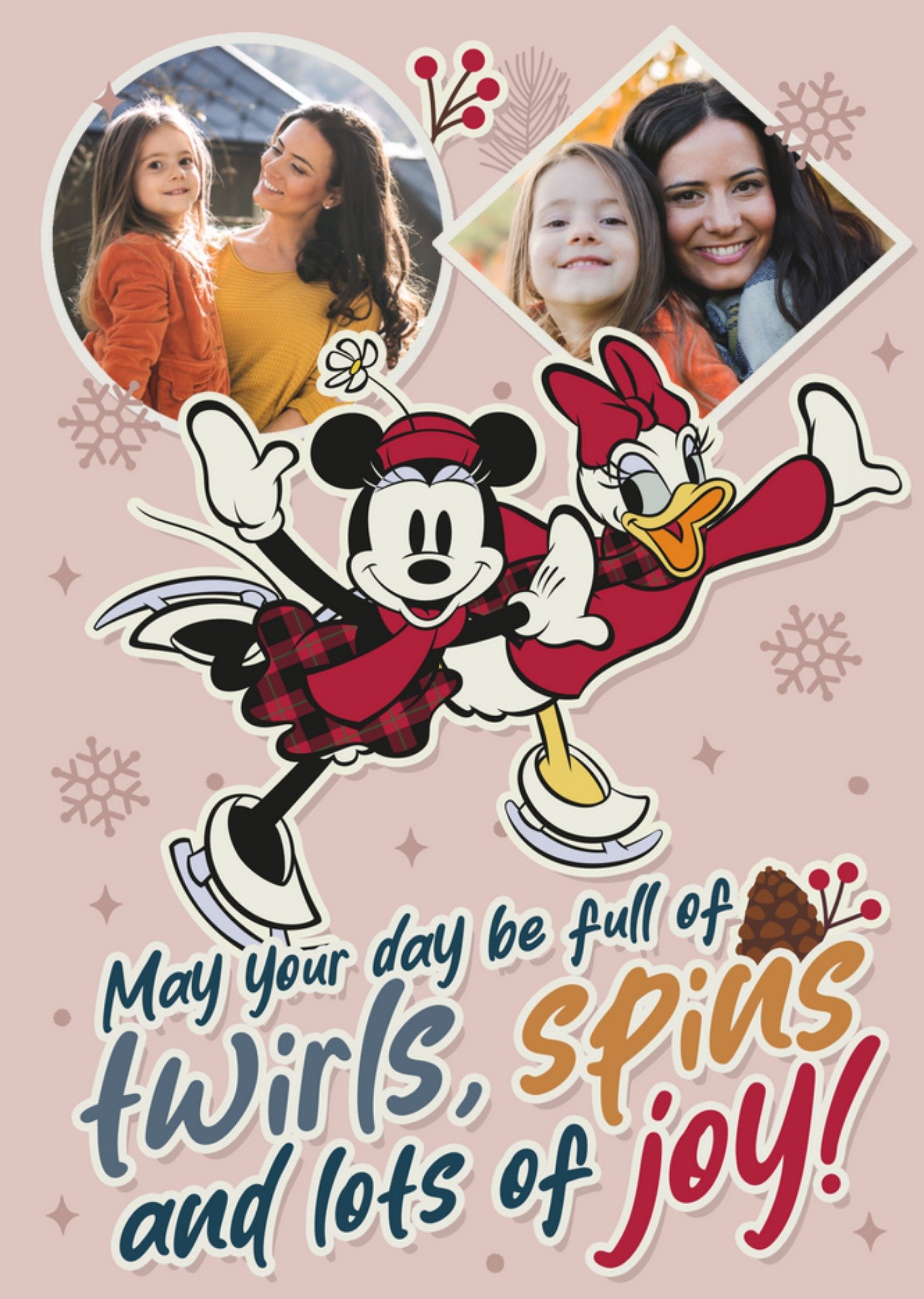 Retro Disney Minnie Mouse And Daisy Duck Ice Skating Birthday Card Ecard