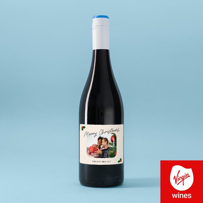 Personalised Merry Christmas Photo Upload Merlot 75cl