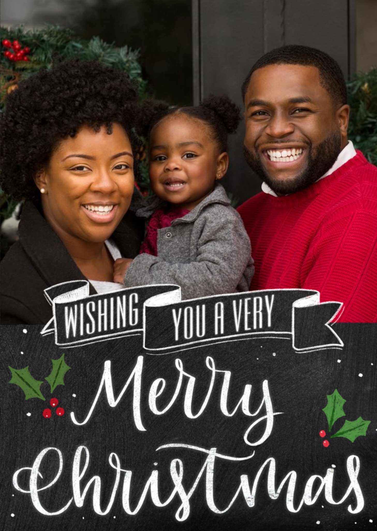 Moonpig Chalkboard Wishing You A Very Merry Christmas Photo Upload Christmas Card