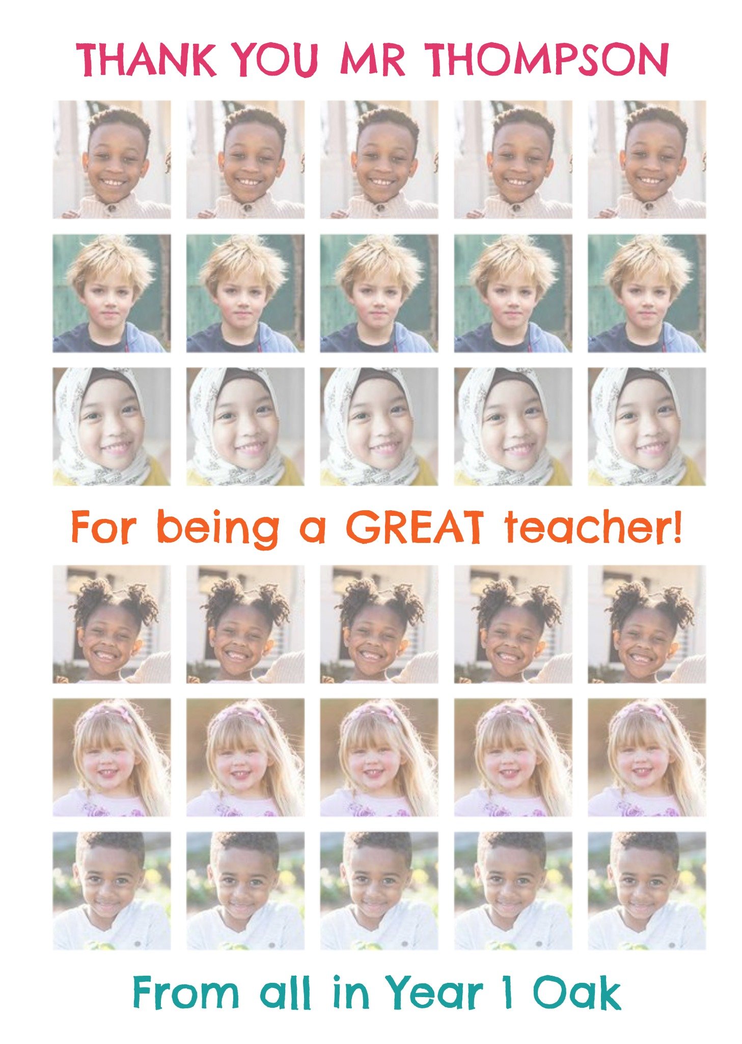 Moonpig From The Class Photo Upload Thank You Teacher Card