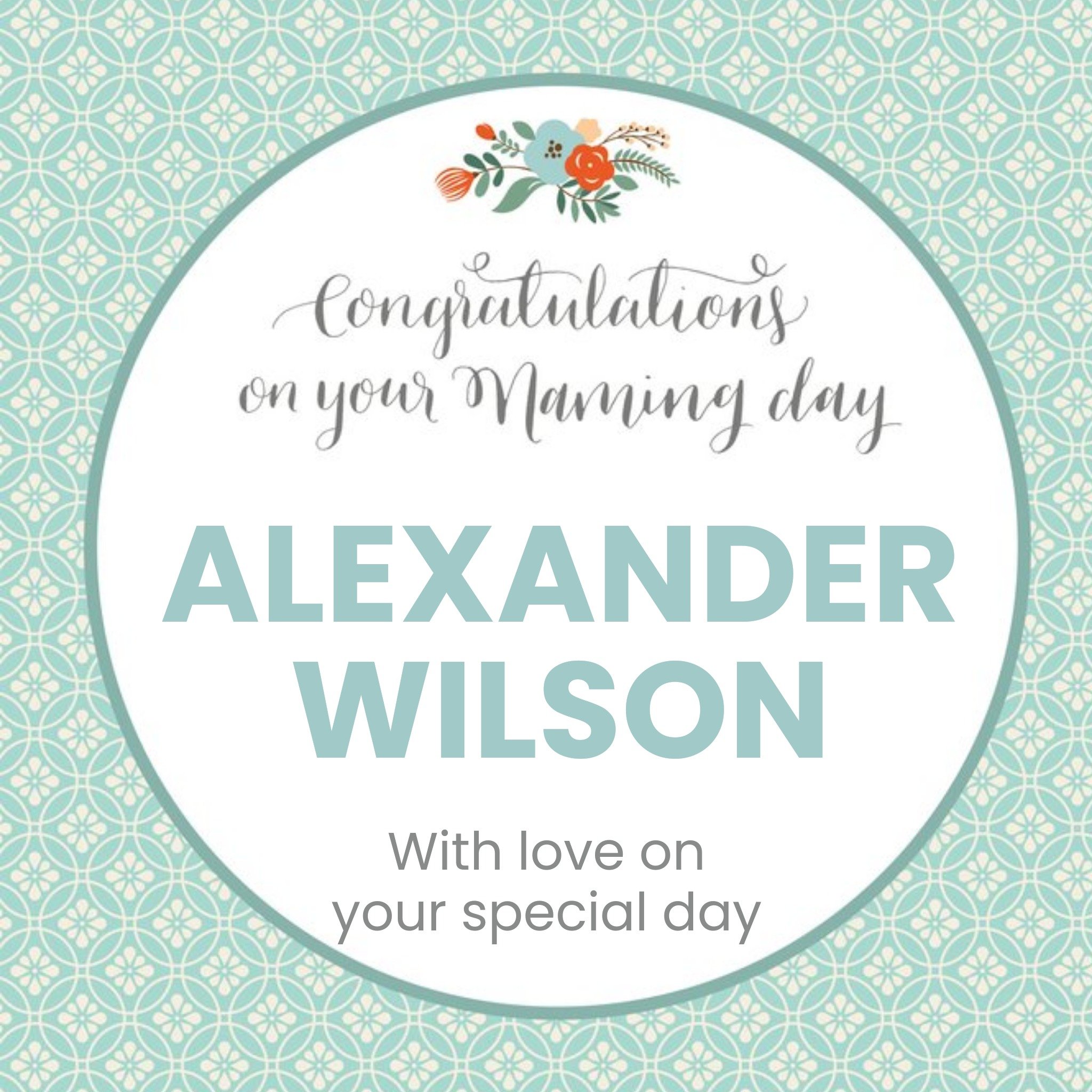 Moonpig Bundle Of Joy Patterned Personalised Congratulations On Your Naming Day Card