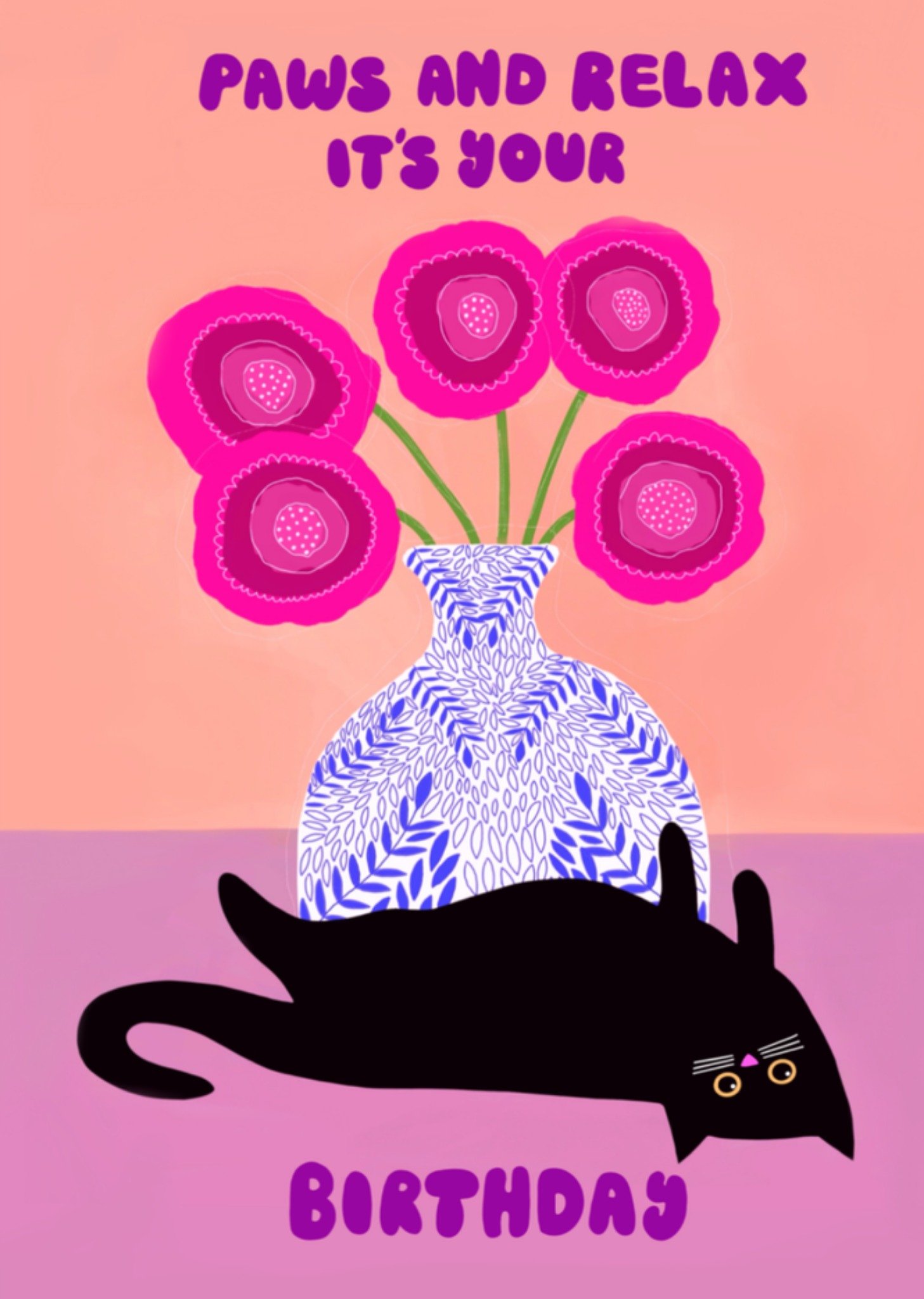 Moonpig Paws And Relax Cute Illustrated Cat Birthday Card