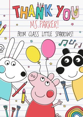Peppa Pig Thank You Teacher Card