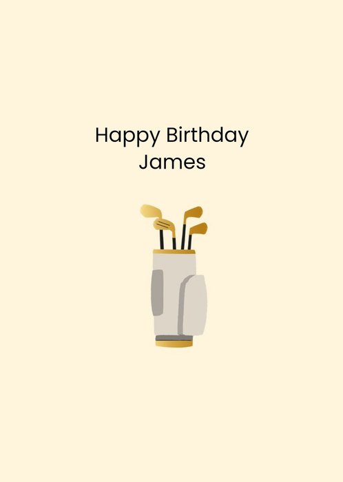 Illustrated Golf Bag Happy Birthday Card