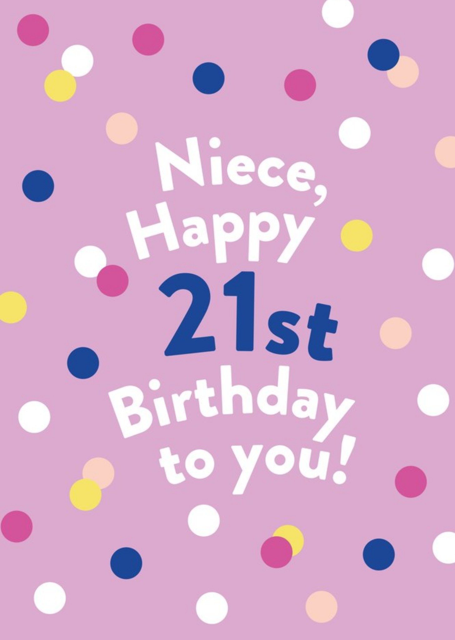 Moonpig Illustrated Modern Spots Design Niece Happy 21st Birthday To You Card