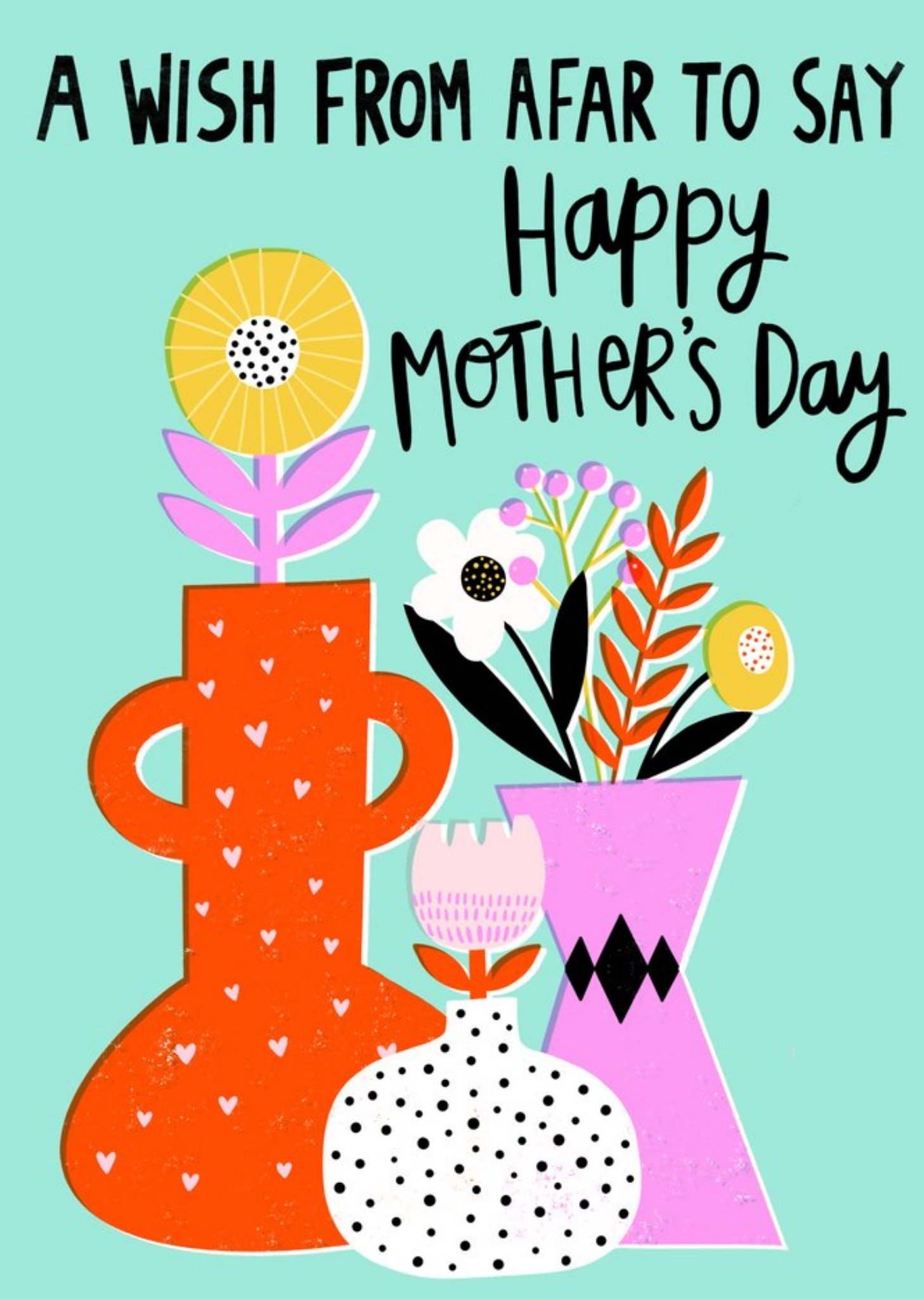 Moonpig A Wish From Afar To Say Happy Mother's Day Bright Floral Graphic Card