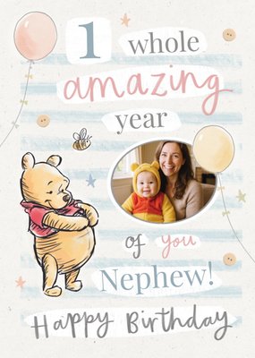 Disney Winnie The Pooh Photo Upload Nephew 1st Birthday Card