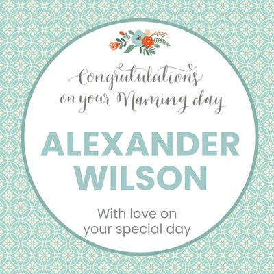 Bundle Of Joy Patterned Personalised Congratulations On Your Naming Day Card