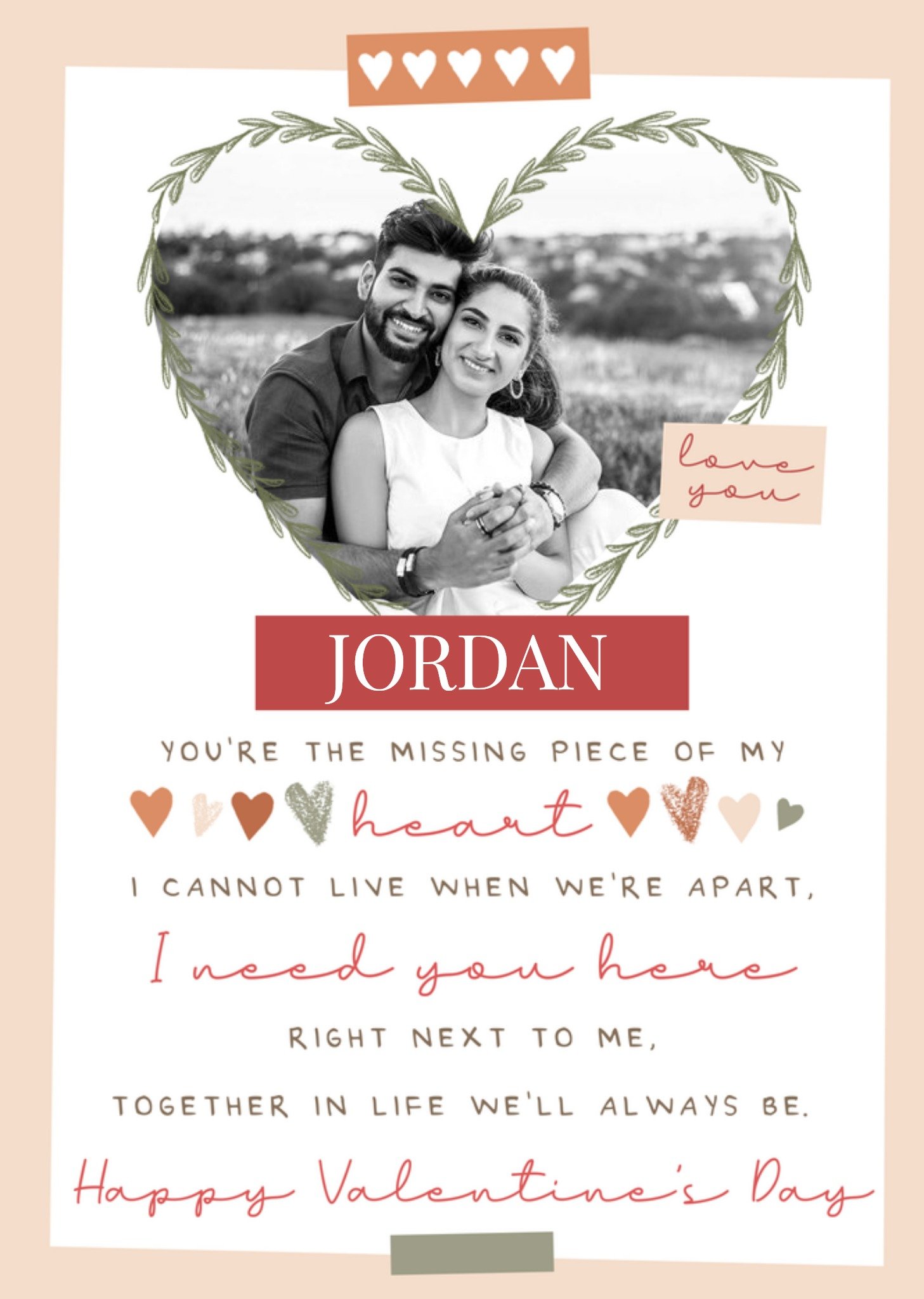 Moonpig Heart Shaped Photo Frame With A Heartfelt Poem Valentine's Day Photo Upload Card