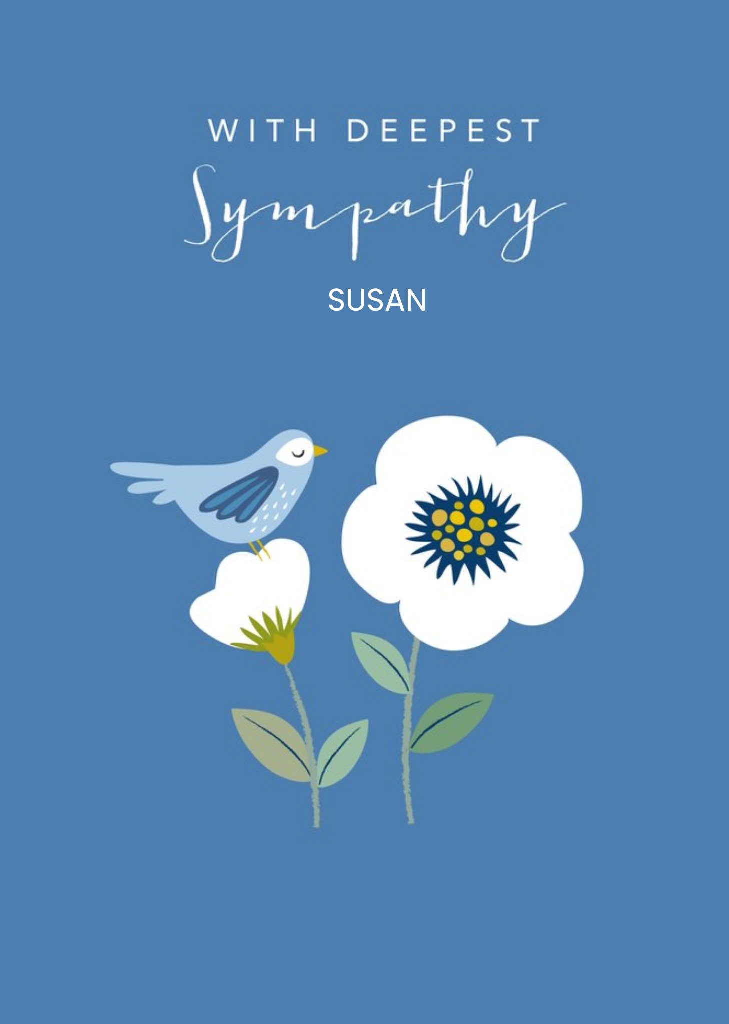 Moonpig Klara Hawkins Illustrative Blue Bird With Deepest Sympathy Card