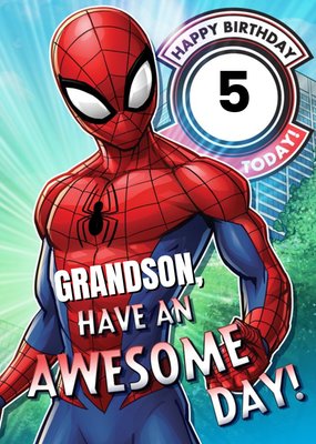 Marvel Spiderman Personalised Have An Awesome 5th Birthday Grandson Card