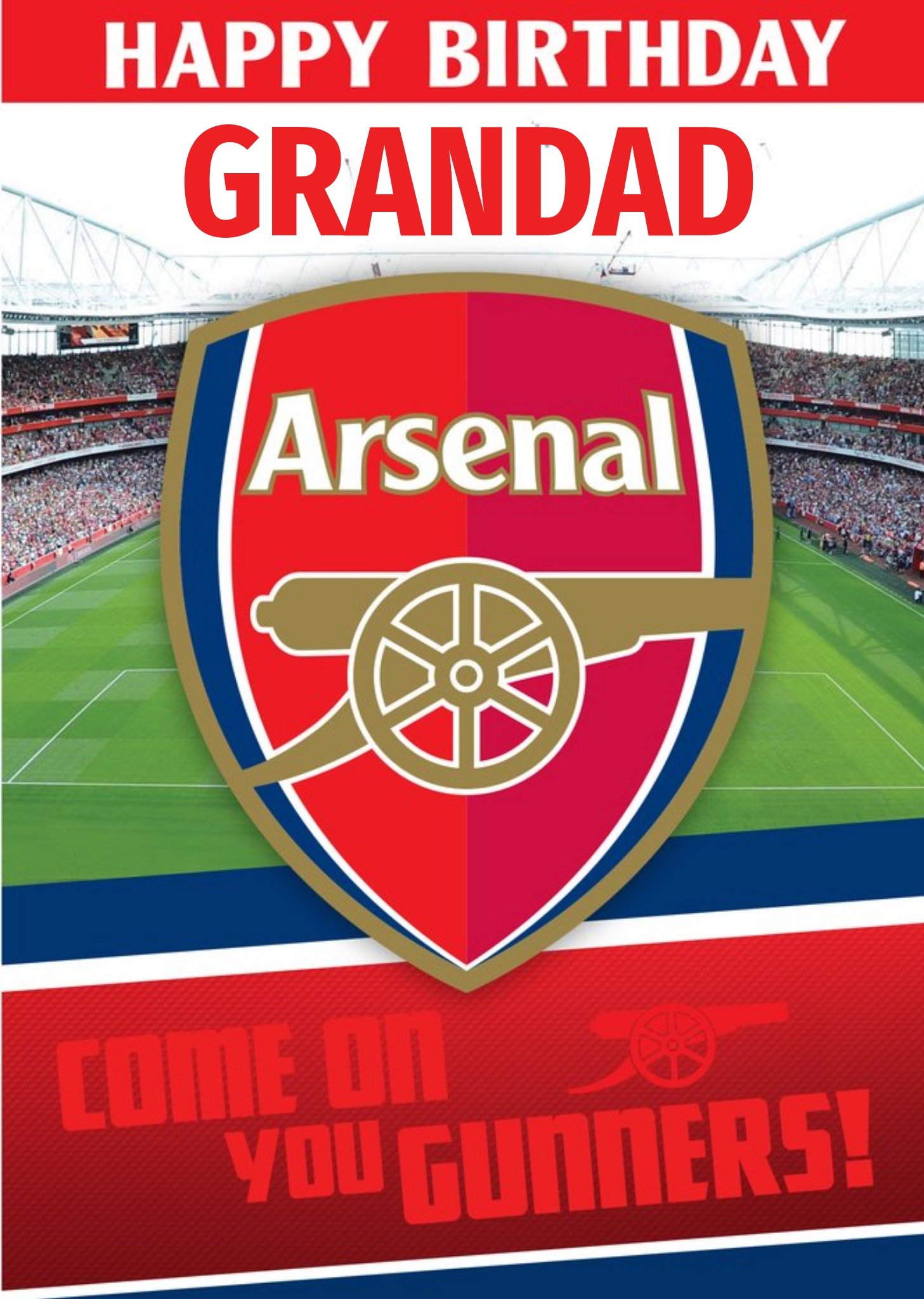 Arsenal Fc Birthday Card - Grandad - Come On You Gunners