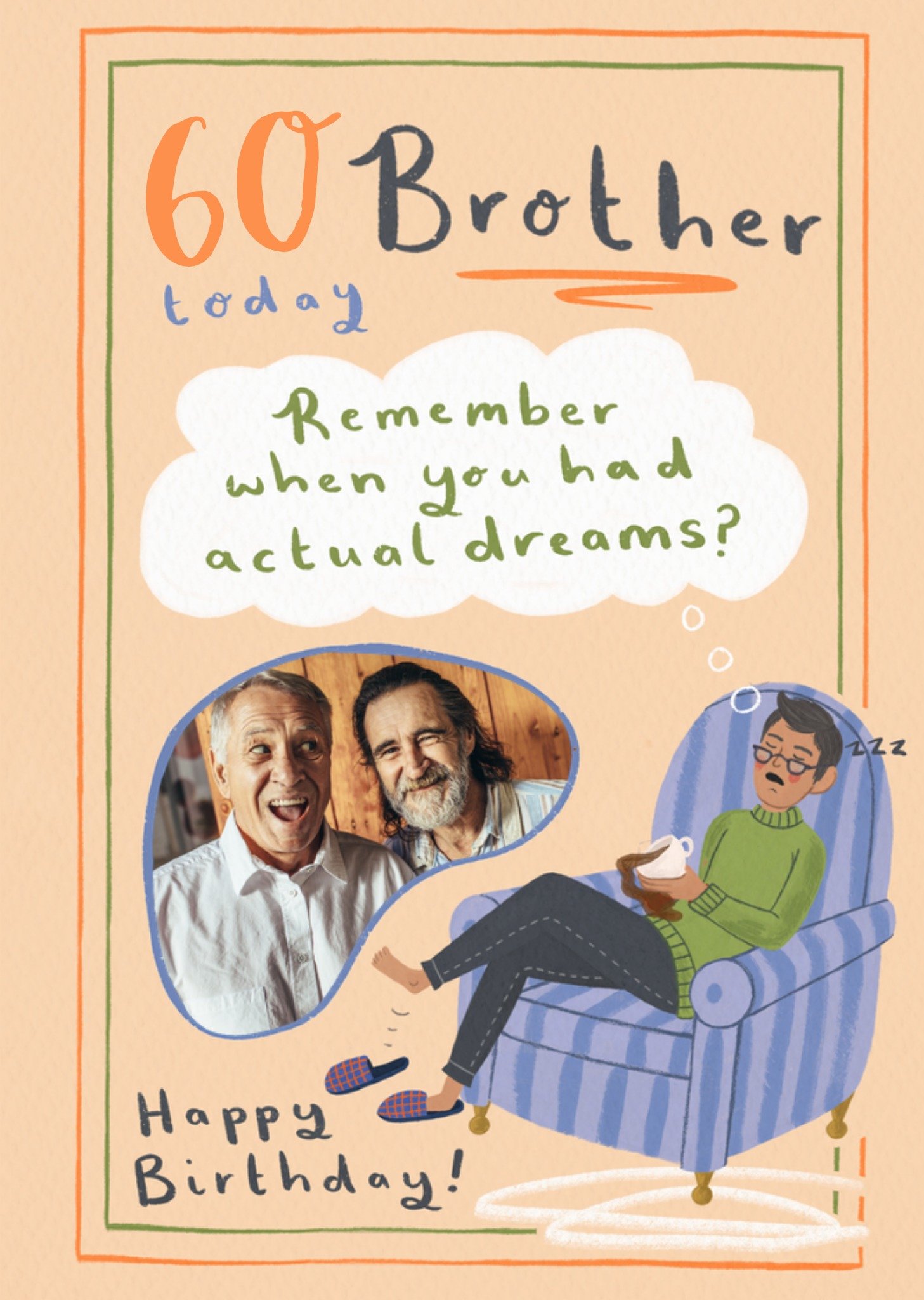 Moonpig Actual Dreams Photo Upload Brother 60th Birthday Card