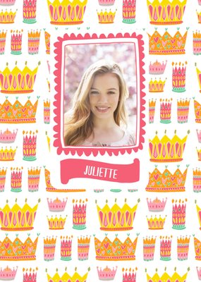 Rainbow Crown Photo Upload Birthday Card