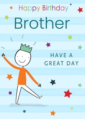 Stripes and Stars Have a Great Day Brother Birthday Card