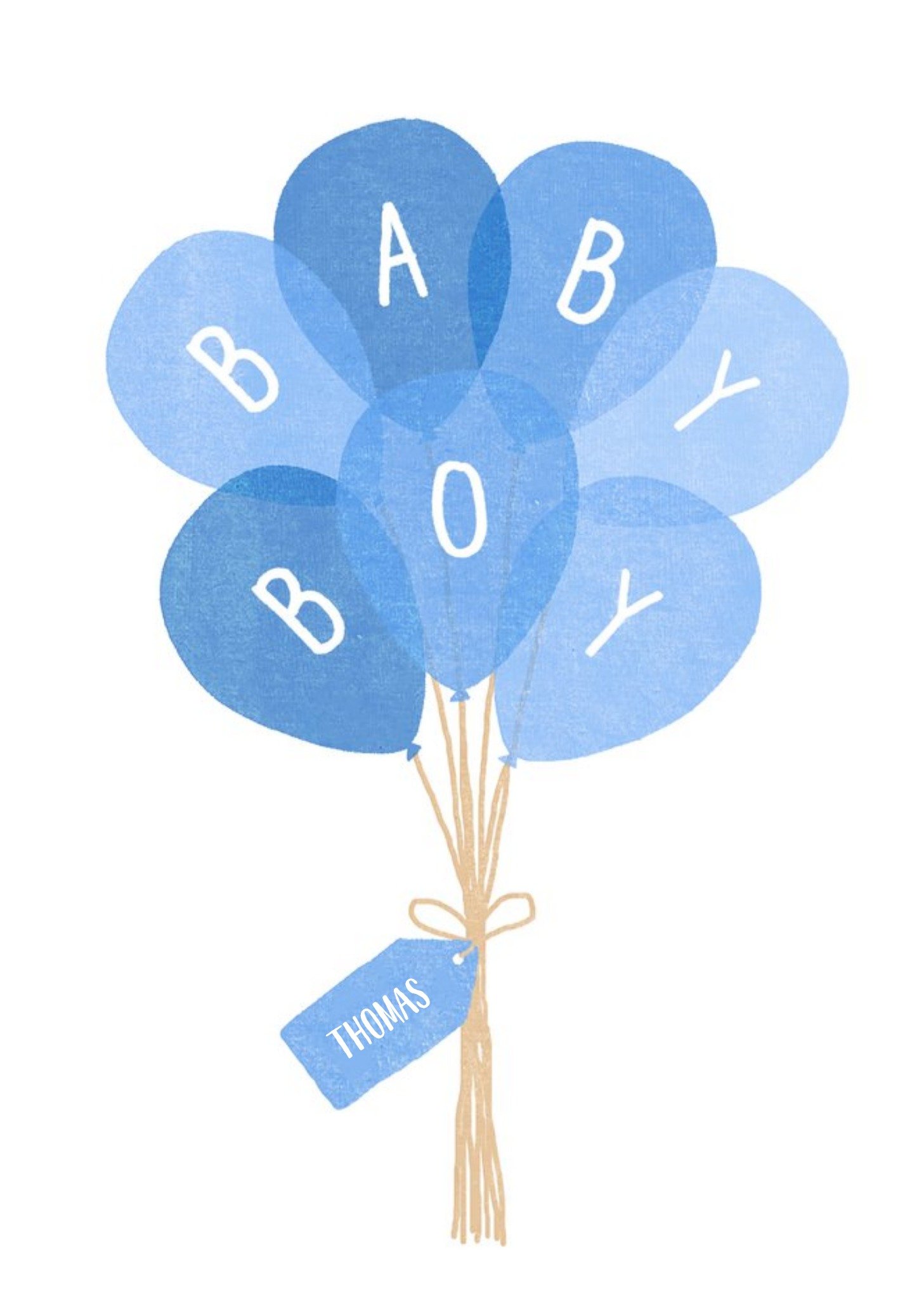 Moonpig Balloons Baby Boy Personalised Birthday Card