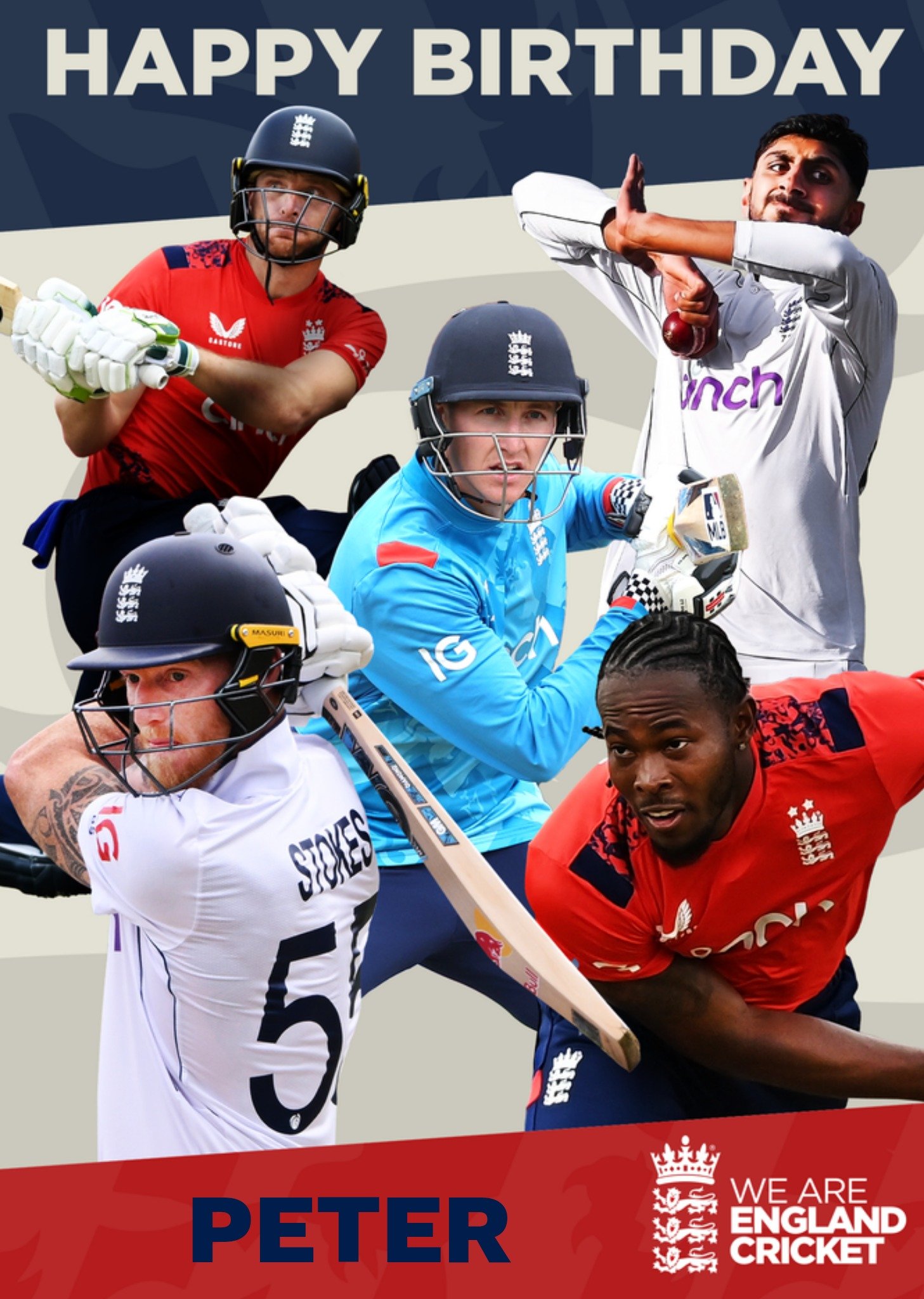 Moonpig England Men's Cricket Team Birthday Card
