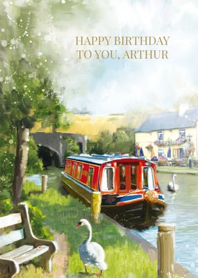 Summertime On The Canal Happy Birthday Card