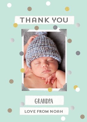 Confetti Thank You Grandpa Photo Upload Card