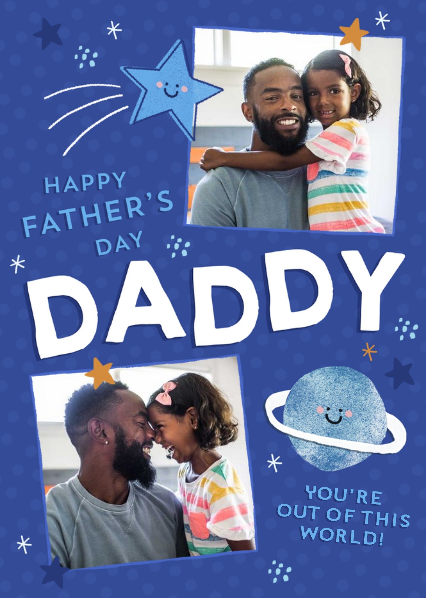 Moonpig Two Photo Frames With Stars And Planets Photo Upload Father's Day Card