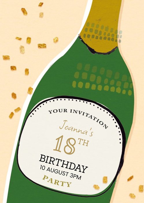 Champagne Bottle Personalised Party Invitation